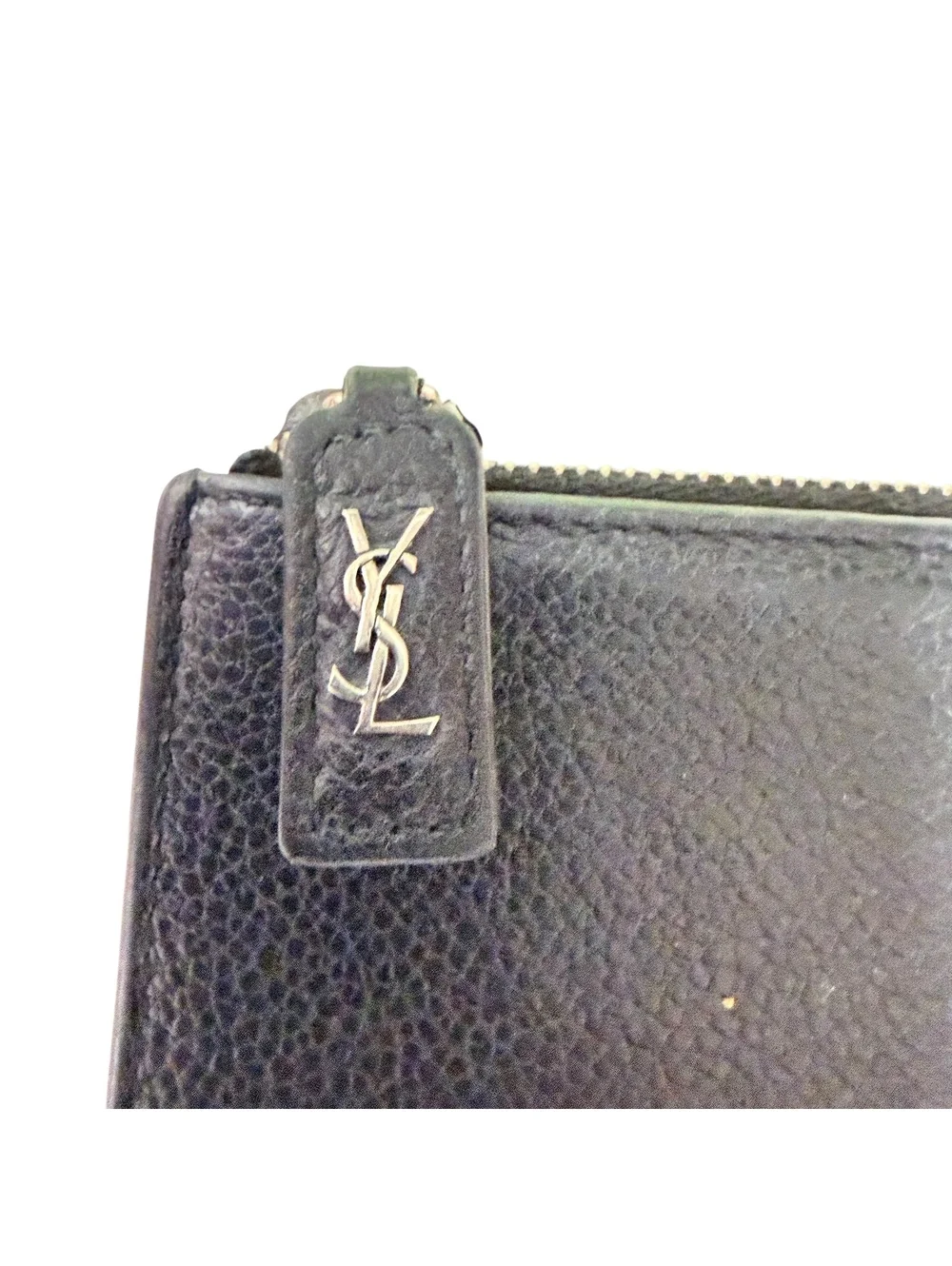Saint Laurent Paris Black Leather Zip Card Holder Wallet